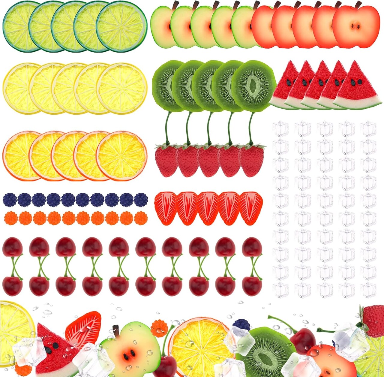 135pcs Fake Mix Fruit Decoration Artificial Strawberry Apple Lemon